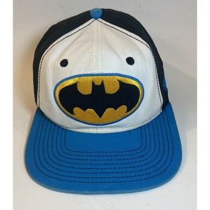 DC Comics Batman Cap Hat Black Yellow Blue White Comic Strip Under Flat Bill